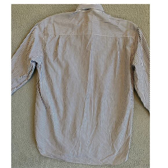 Paul & Shark Button Shirt 42 Large Yachting Striped Long Sleeve Performance Blue - Picture 6 of 13